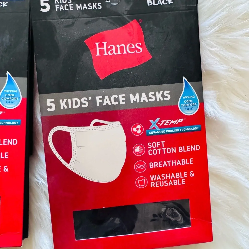 Hanes Kids' Black Face Masks, 4 packs of 5